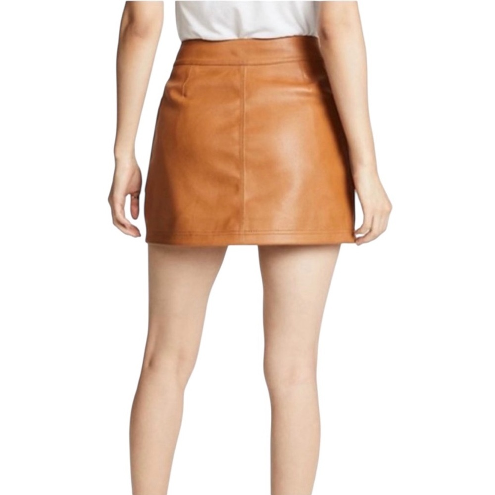 Free People ~ Women’s Copper Faux Leather Zip-Up A-Line Mini Skirt ~ Size 2 - Picture 3 of 10